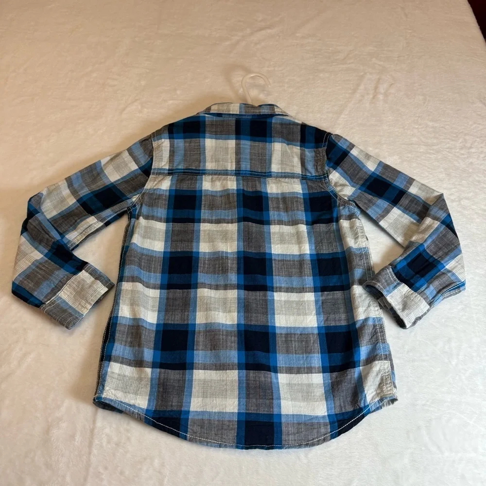OshKosh B'gosh Blue and Gray Plaid Button Down Shirt